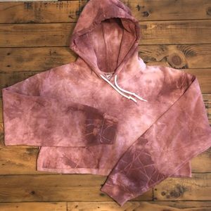 Maroon Tie dye cropped hoodie size Small